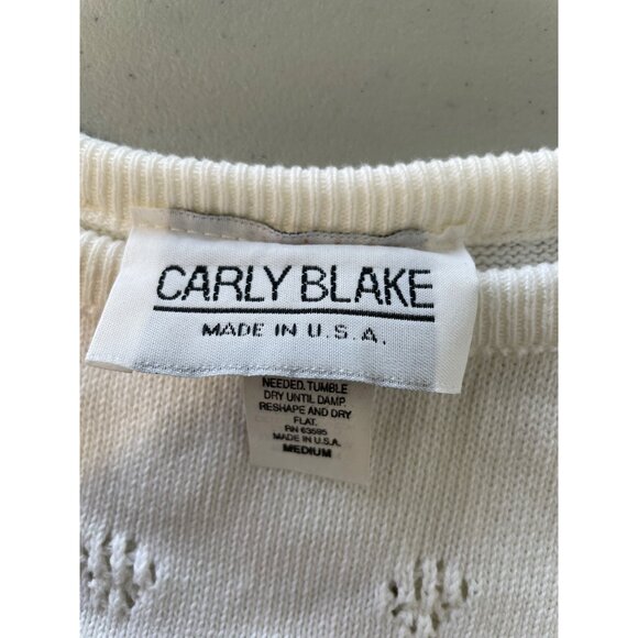 Vintage Carly Blake Sweater Size Medium Crewneck 3/4 Sleeve Knit Deadstock NEW - Picture 5 of 7